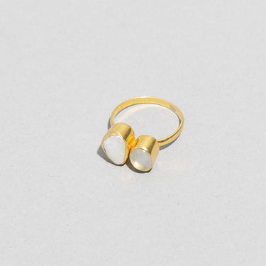 Pearl and Moonstone Gold Ring